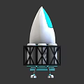 Futuristic Rocket Model With White Conical Top Black Structure And Blue Lights 3d model