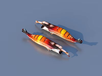Colorful Fish With Orange Yellow Red White Black Patterns On Light Blue Background 3d model