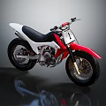 Red and White Off Road Motorcycle With Black Seat And Metallic Parts On Grey Background