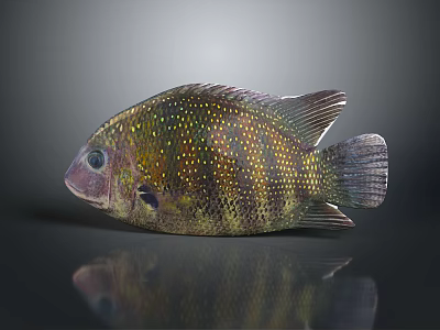 Vibrant Colorful Spotted Striped Tropical Fish With Iridescent Body Scales And Fins 3d model