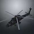 Black Aerospace Helicopter Model Featuring Large Rotor And Detailed Fuselage Structure 3d model