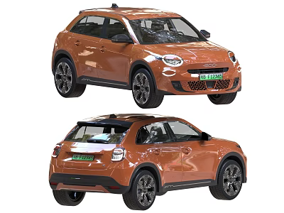 Stylish Orange SUV Car Front and Rear Exterior Design View 3d model