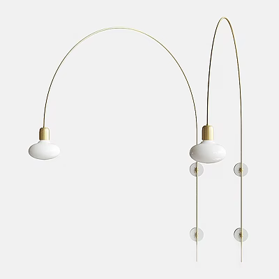 Modern Minimalist Wall Lamp With White Ceramic Shade And Metal Arm For Interior Decor 3d model