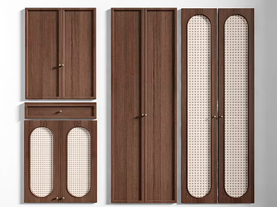 Wooden Wardrobe Door Designs With Multiple Perforated Panels And Different Shapes 3d model