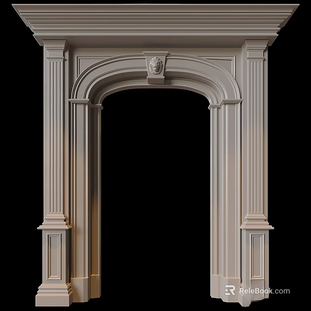 Elegant Detailed Architectural Arched Component With Columns And Top Sculpture Design 3d model 