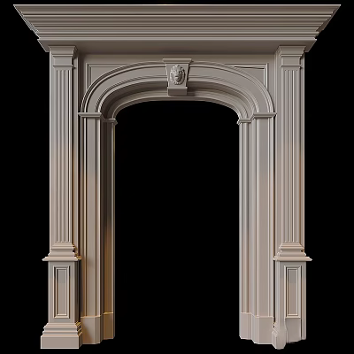 Elegant Detailed Architectural Arched Component With Columns And Top Sculpture Design 3d model
