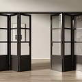 Open Black Frame Glass Panel Folding Doors In Modern Interior Space 3d model