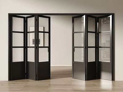 French Folding Door Retro Folding Door Glass Folding Door Balcony Folding Door Kitchen Folding Door 3d model