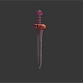 Elegant Mythical Sword With Ornate Golden Hilt Intricate Craftsmanship Sharp Blade And Metallic Finish