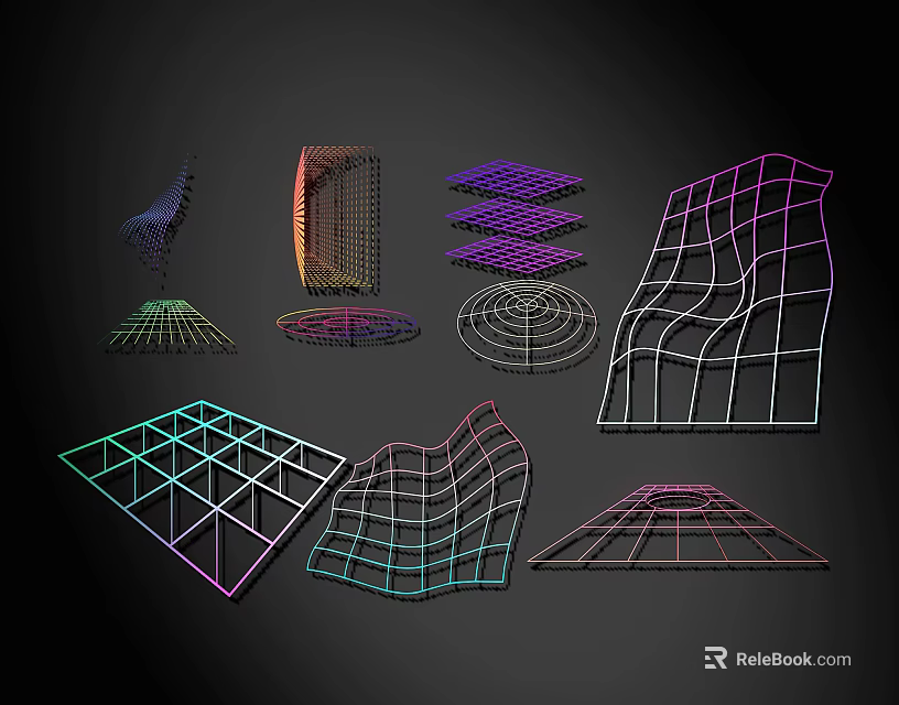 Modern Geometric Wall Decor Featuring Colorful Line 3D Structures And Artistic Design 3d model 