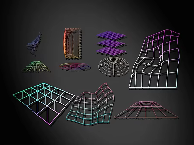 Modern Geometric Wall Decor Featuring Colorful Line 3D Structures And Artistic Design 3d model