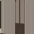 Modern Wardrobe Design With Rattan Panel And Light Colored Doors In Interior Space 3d model