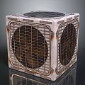 Rusty Metal Caged Electric Fan With Grid Cover And Vintage Style Design