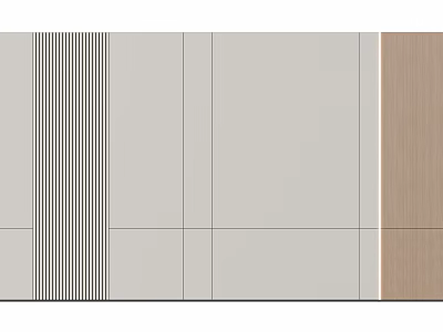 Modern Sofa Background Wall Design With Gray Panels And Wooden Accents 3d model