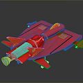 Futuristic Red Metallic Aircraft Model With Detailed Engine And Wing Design