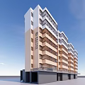 Modern Residential Building Exterior Design With Beige Facade Multiple Floors And Balconies