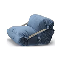 Comfortable Bean Bag Chair In Blue And Beige With Adjustable Straps 3d model