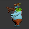 Game Movie Character With Blue Body Red Strap Pink Lanterns Wooden Branch And Green Leaves