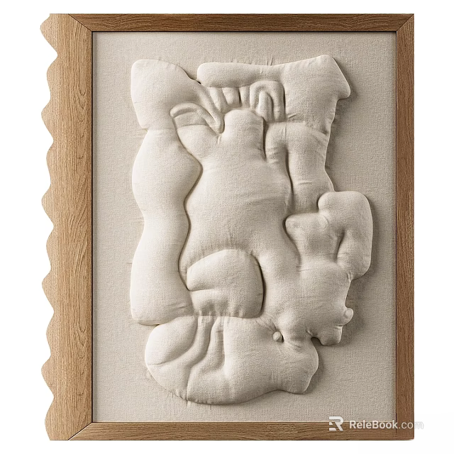 Wooden Picture Frame With Wavy Edge And Embossed Fabric Design 3d model 