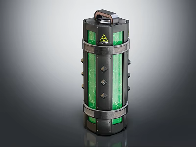 Cylindrical Black Green Household Electrical Appliance With Top Handle And Yellow Triangular Accent 3d model