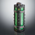 Cylindrical Black Green Household Electrical Appliance With Top Handle And Yellow Triangular Accent