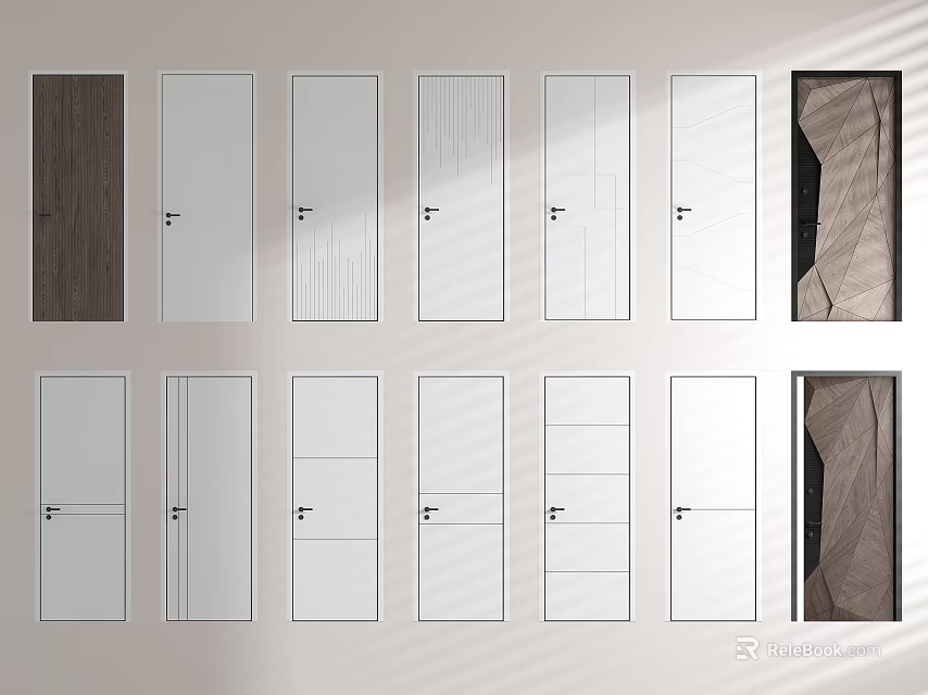Various Stylish Swing Doors With Wooden White Panel And Glass Designs For Interior 3d model 
