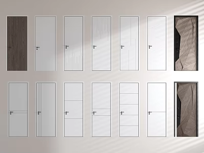 Various Stylish Swing Doors With Wooden White Panel And Glass Designs For Interior 3d model
