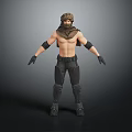 3D Male Warrior Character With Headscarf Mask Arm Guards And Tactical Combat Boots