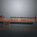Architectural Wooden Balcony Structure With Railing And Ladder Design 3d model