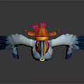 Cartoon Flying Animal With Orange Goggles Red Scarf Blue Body Yellow Belt And Orange Feet