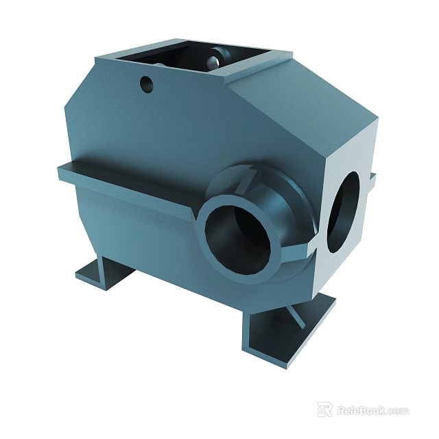 Heavy Duty Industrial Metal Enclosure With Square Body Circular Openings And Support Brackets 3d model 