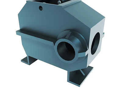 Heavy Duty Industrial Metal Enclosure With Square Body Circular Openings And Support Brackets 3d model