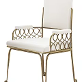 Elegant Modern Accent Chair With Gold Metal Frame White Cushioned Seat And Ornate Armrests