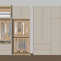 Modern Wardrobe with Open Closed Design Hanging Clothes Folded Areas and White Cabinet Storage