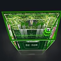 Green Ox Display Cabinet With Plant Wall Light Bulb Icon And Vertical Growing Shelves