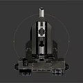 Industrial Mechanical Device With Red And Gray Structure And White Tubes On Tracked Base