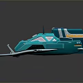 Turquoise Futuristic Vehicle Number 11 With Antenna Cargo Container And Sleek Design