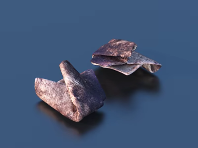 Folded Metallic Art Objects In Brown And Silver With Reflective Surfaces 3d model
