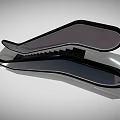 Sleek Modern Escalator Design With Black Steps Transparent Handrails And Reflective Surface