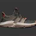 Comfortable Sports Sneakers With Green Mesh Upper Brown Leather Straps Red Accents And Textured Sole