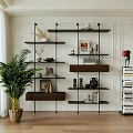 Modern Bookshelf Ornaments Hidden Bookshelf Green Plant 3d model
