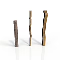 Three Household Decorative Wooden Sticks In Various Shapes Dark Brown Light Brown Yellowish Brown