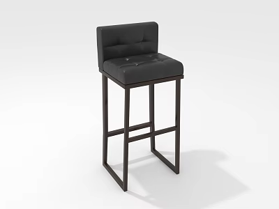 Black Upholstered Bar Stool With Backrest And Modern Metal Frame Design 3d model