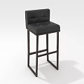 Black Upholstered Bar Stool With Backrest And Modern Metal Frame Design