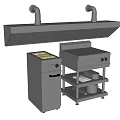 Professional Stainless Steel Kitchen Appliances With Range Hood Cooking Range And Workbench Cabinet