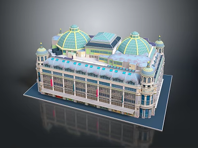 Detailed Classical Building Model With Domes Towers And Decorative Facade 3d model