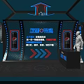Modern Blue Pepsi Exhibition Booth Design Featuring Mannequin And Display Elements 3d model
