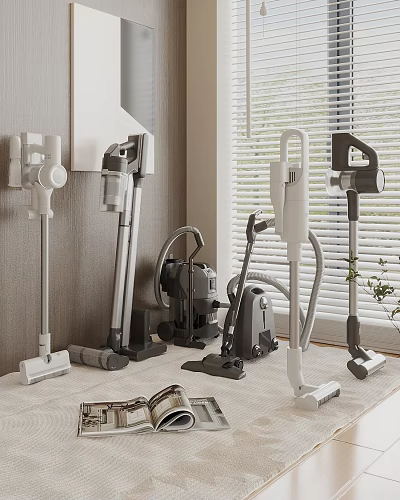 Smart Machines Various Types Of Vacuum Cleaners With Modern Design For Home Cleaning 3d model
