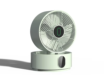 Air Cooler Fan with Light Green Circular Grille Design and Cylindrical Base 3d model