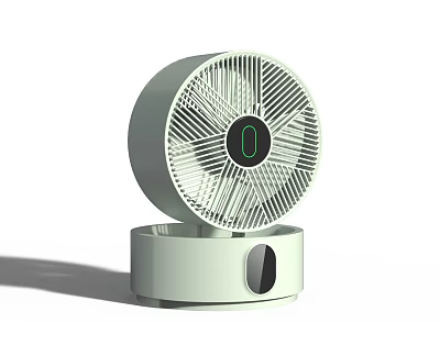 Air Cooler Fan with Light Green Circular Grille Design and Cylindrical Base 3d model
